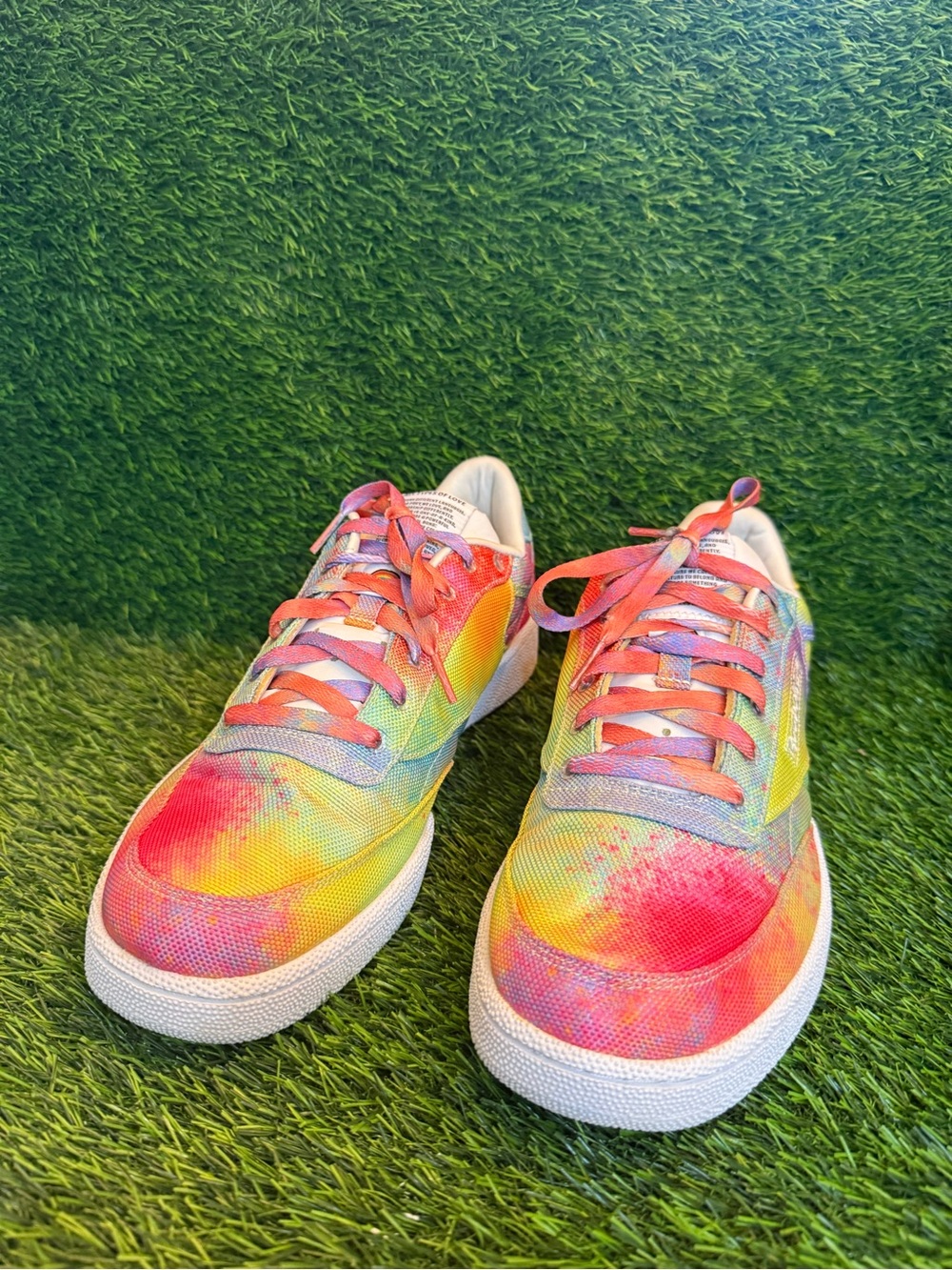 Reebok unisex Tie-Dye club C 85 Pride Low Top Sneakers - Multicolor size 11